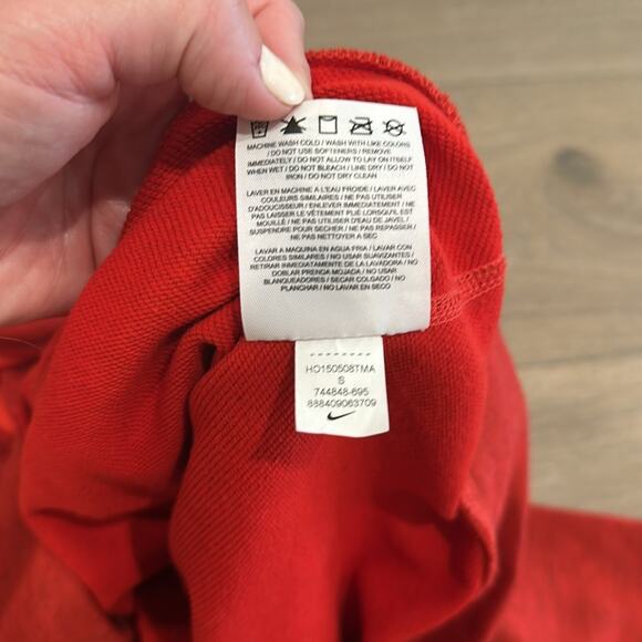 NIKE Heathered Red‎ Rolled Cowl Neck Long Sleeve Pullover Sweatshirt Top Size S - Picture 12 of 13